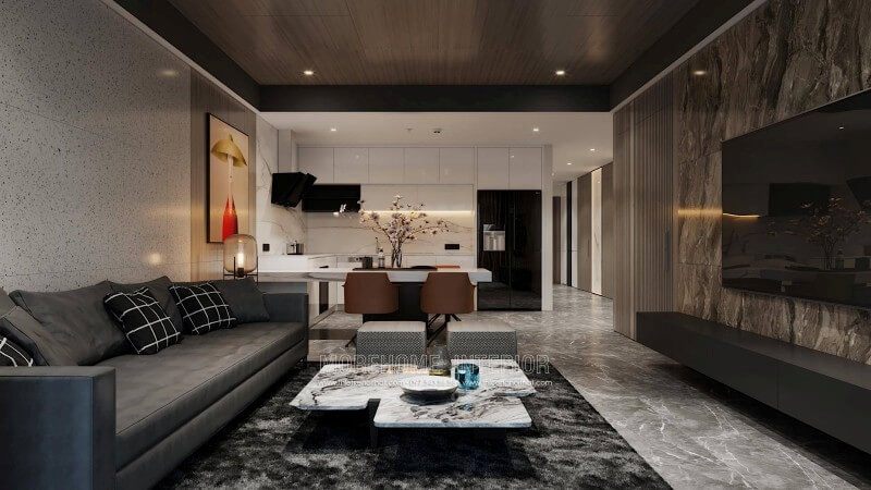 Trang trí phòng khách chung cư với mẫu kệ ti vi gỗ công nghiệp đẹp