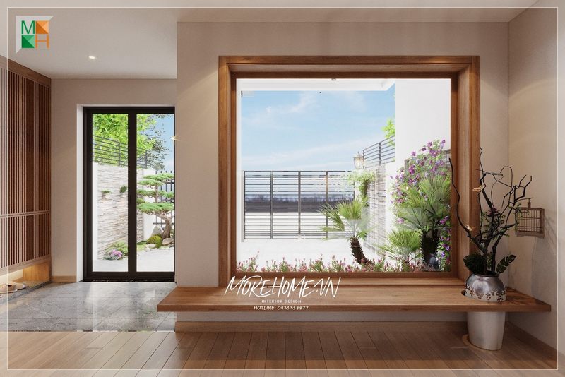 Trang trí kiến trúc nhà phố theo hơi hướng của nhật không gian thông thoáng với những khoảng trống đón nhận ánh sáng không khí dễ dàng.