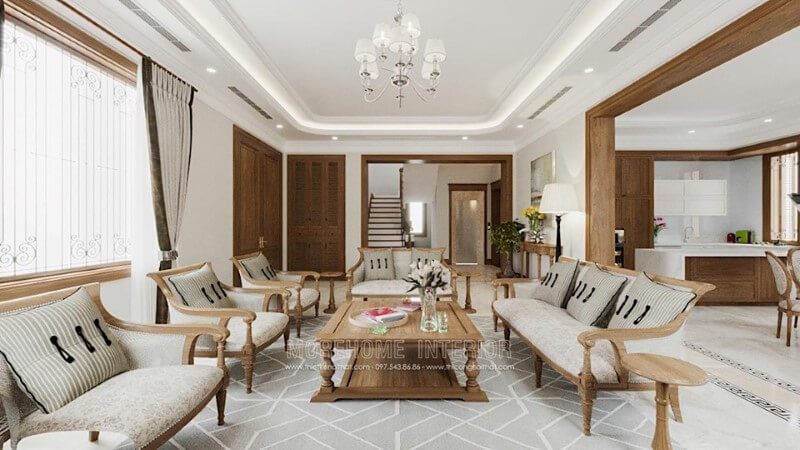 Thiết kế nội thất gỗ tự nhiên cho biệt thự Spelendora Bắc An Khánh